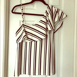 Banana Republic XS White-Navy Striped Tank